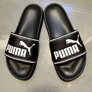 Puma Leadcat Slide Sandals - Men’s/Unisex; Black/Gold; M8/W10 EUC